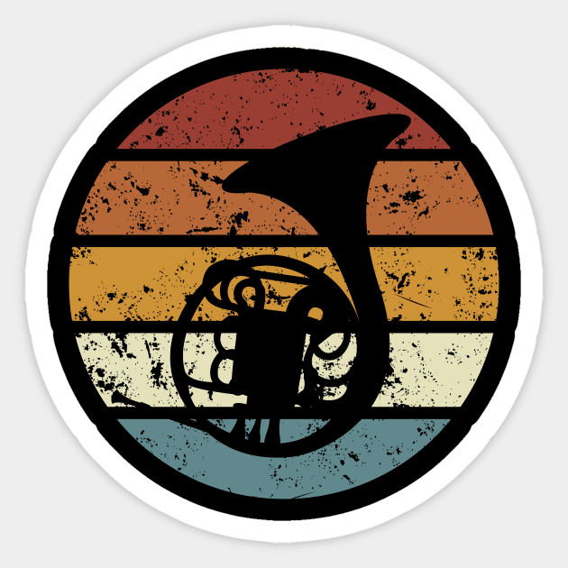 Retro brass band French horn & horn player Sticker by GreenOptix